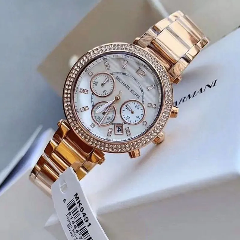 Michael Kors Parker Chronograph White MOP Dial Ladies Watch- MK5491